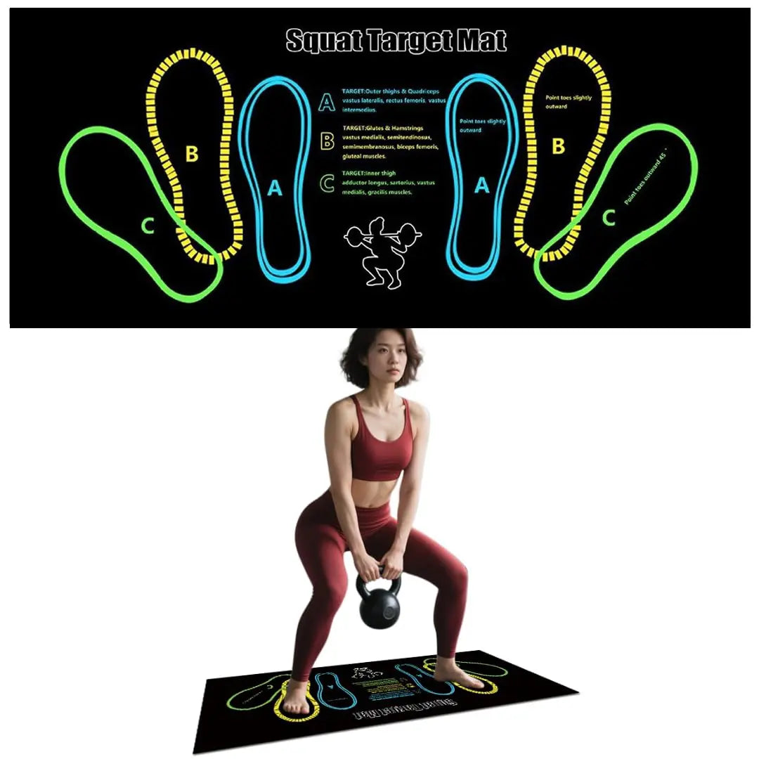 Exercise Mat Perfect for Squats, Leg and Ab Workouts, Squat Guide Mat, Squat Step Position, Squat Mat Knee Mat Lightweight and Portable for Men and Women Summervibes Summerwins