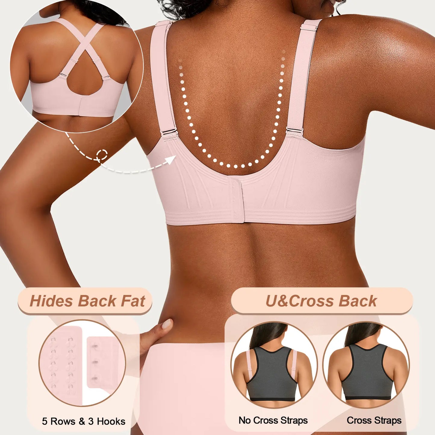 OEAK Wireless Bras for Women Deep V Seamless No Underwire Jelly Bra Full Coverage T Shirt Comfy Bralettes Everyday Bra