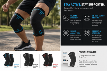 Compression Knee Sleeve for Running, Gym & Sports – Knee Support Brace