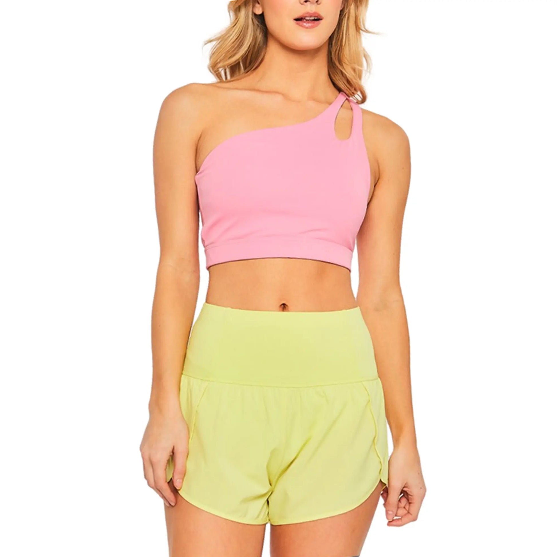 Pacificplex Womens Soft High Rise Waist Athletic Gym Running Track Workout Summer Shorts Inner Brief Pocket Junior Small-Large