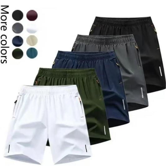 Clean Gent Men’S Solid Color 5-Pack Shorts with Zipper Pockets — Casual, Comfortable, Breathable Summer Wear for Daily Use, Gym, Fitness, and Sports; Men’S Summer Activewear