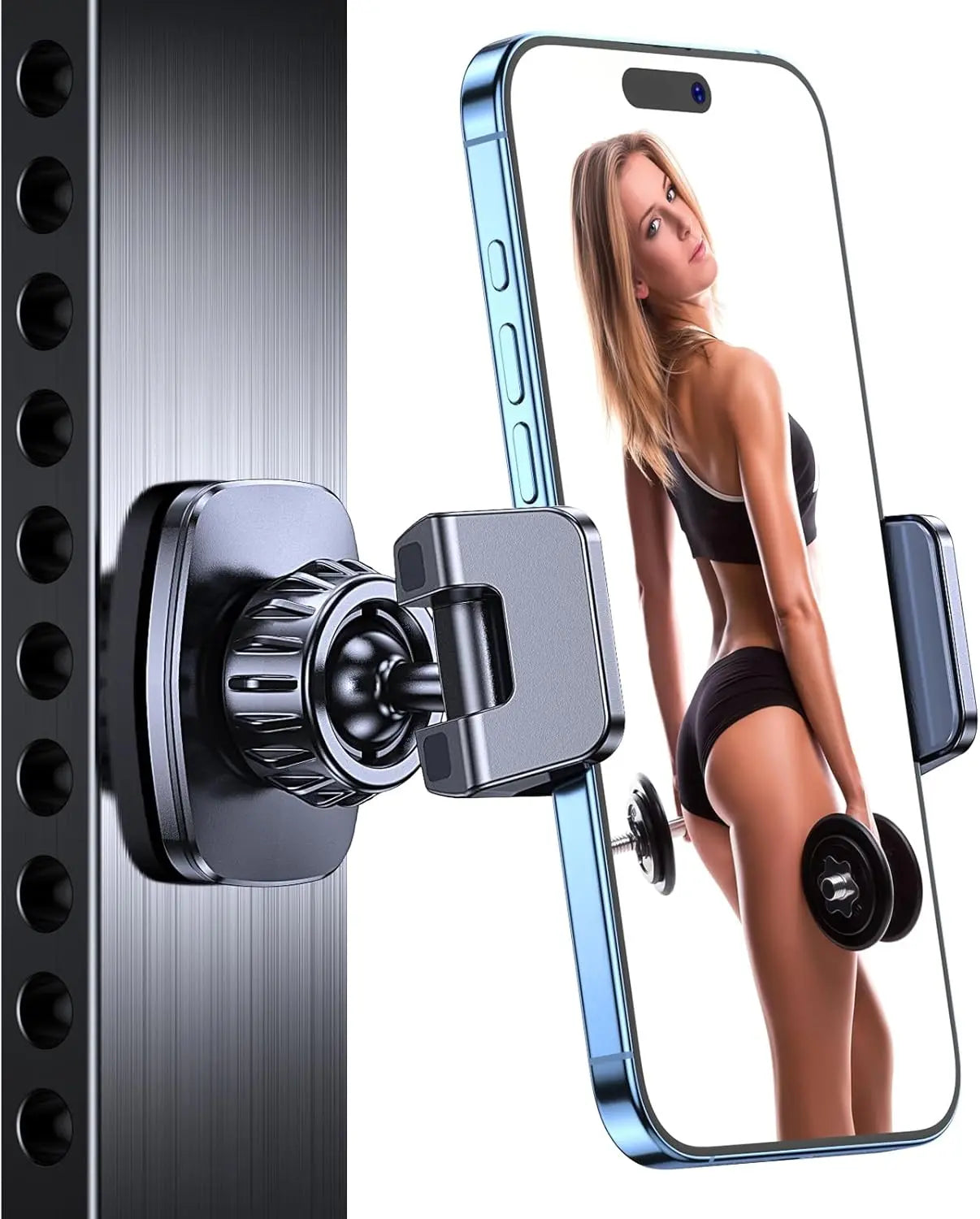 Magnetic Phone Holder for Gym with Strong Magnets Tripod Mount Ring Gym Magnetic Phone Holder Attach to Metal Surface,Gym Accessories for Men Women Essentials for All Smartphones 4.7-7"Mothers Day