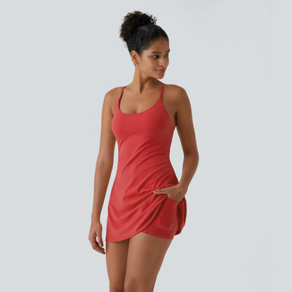 Halara Softlyzero Plush Backless Active Dress-Easy Peezy Edition