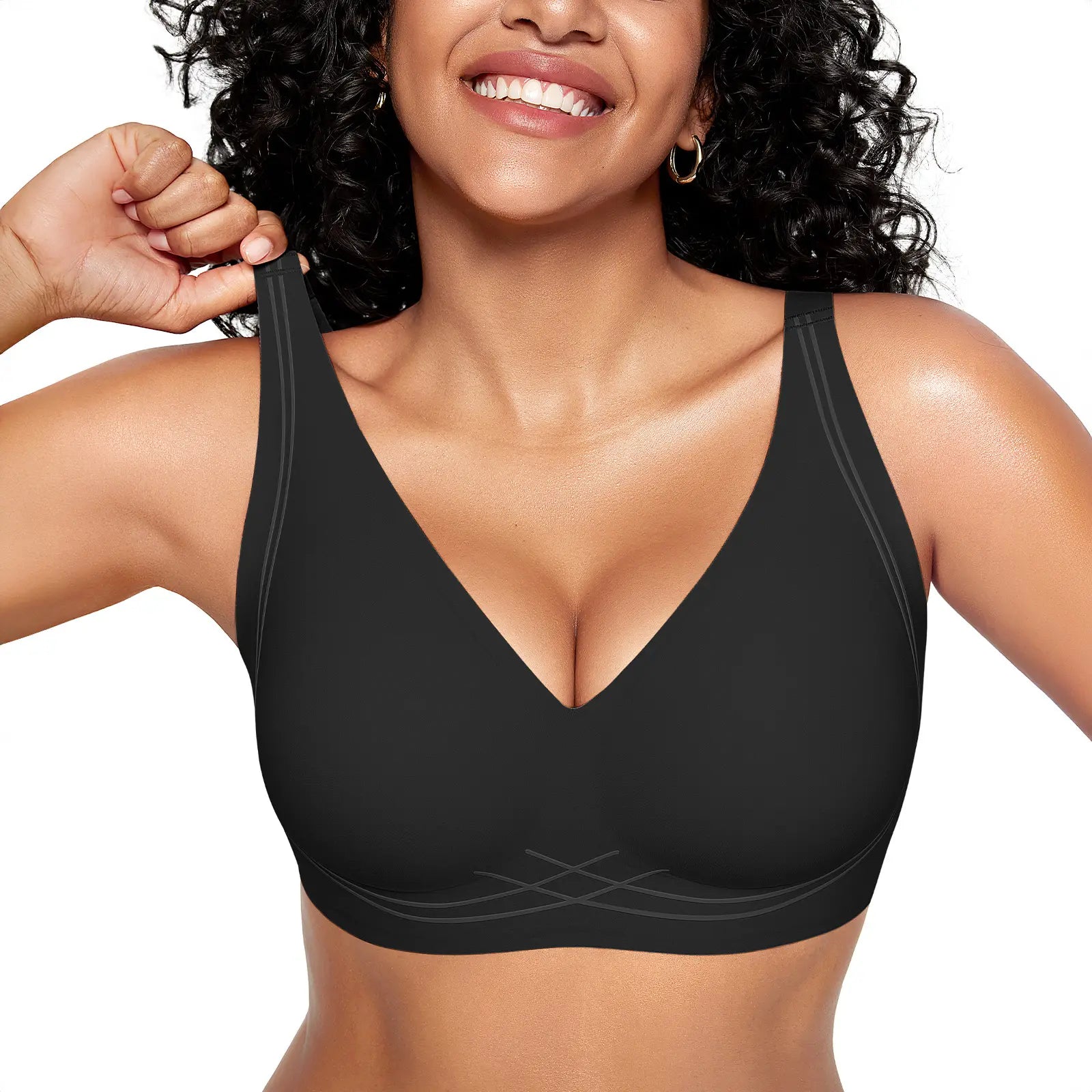 OEAK Wireless Bras for Women Deep V Seamless No Underwire Jelly Bra Full Coverage T Shirt Comfy Bralettes Everyday Bra
