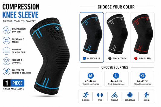 Compression Knee Sleeve for Running, Gym & Sports – Knee Support Brace
