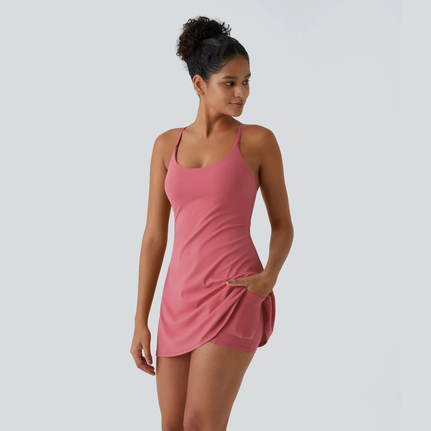 Halara Softlyzero Plush Backless Active Dress-Easy Peezy Edition