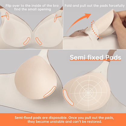 OEAK Wireless Bras for Women Deep V Seamless No Underwire Jelly Bra Full Coverage T Shirt Comfy Bralettes Everyday Bra