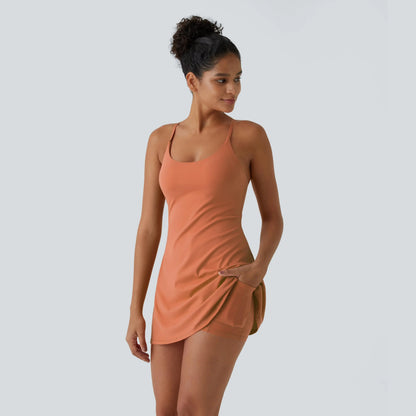 Halara Softlyzero Plush Backless Active Dress-Easy Peezy Edition