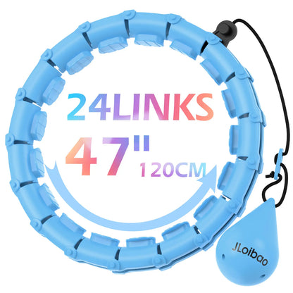 Jloibao Weighted Circle 47" with 24 Detachable Links for Adults Fitness Adjustable Hoop plus Size Smart Exercise Equipment Home Gym Kit Eco-Friendly ABS Material