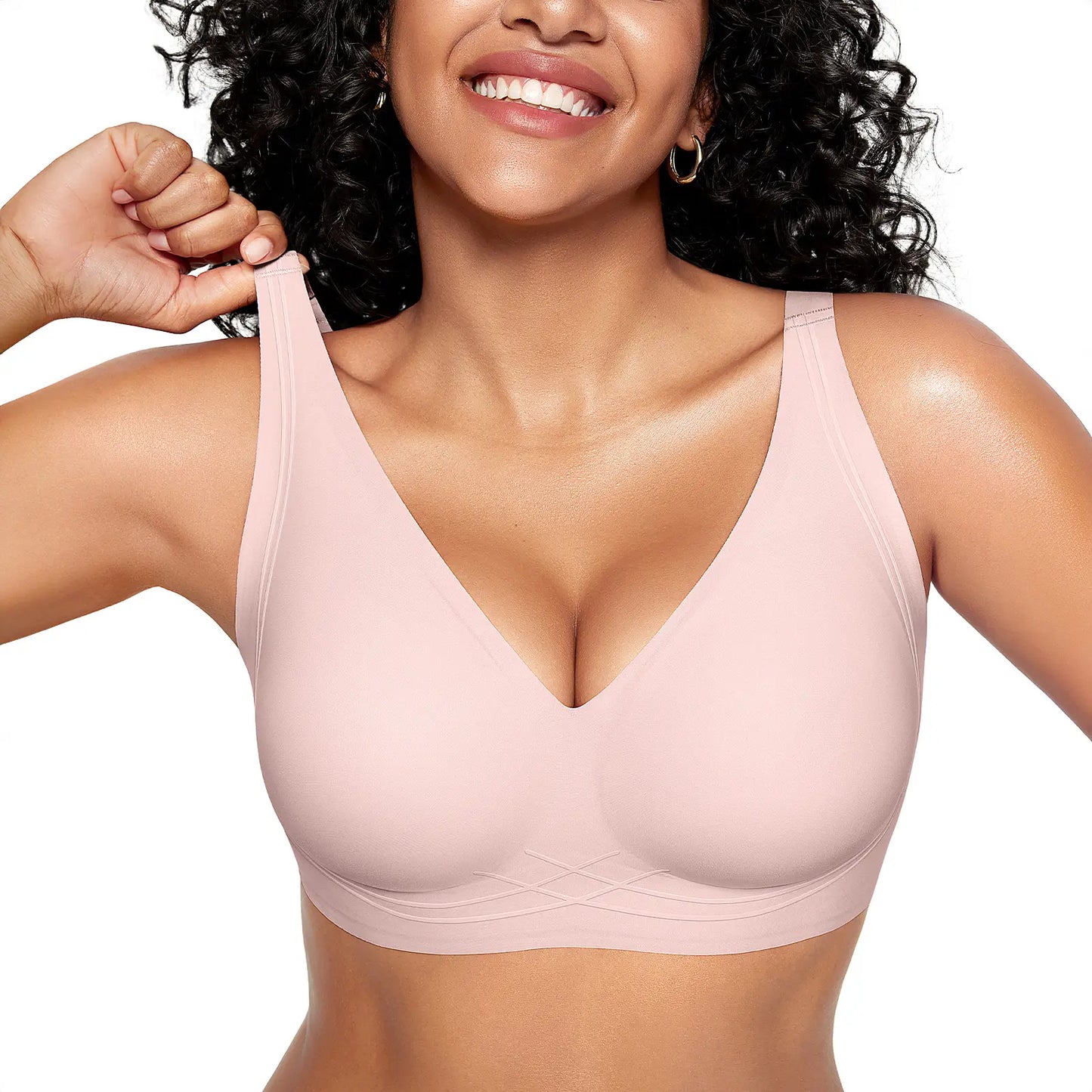 OEAK Wireless Bras for Women Deep V Seamless No Underwire Jelly Bra Full Coverage T Shirt Comfy Bralettes Everyday Bra