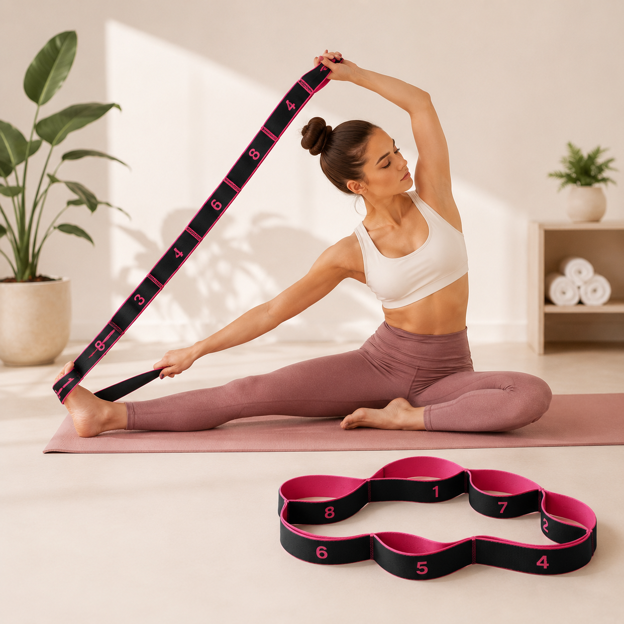 8-Section Stretching Resistance Band for Yoga, Pilates & Fitness