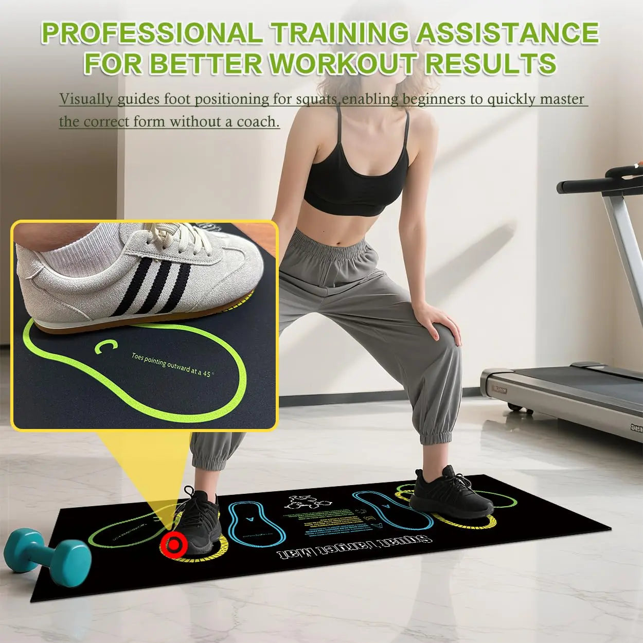 Exercise Mat Perfect for Squats, Leg and Ab Workouts, Squat Guide Mat, Squat Step Position, Squat Mat Knee Mat Lightweight and Portable for Men and Women Summervibes Summerwins