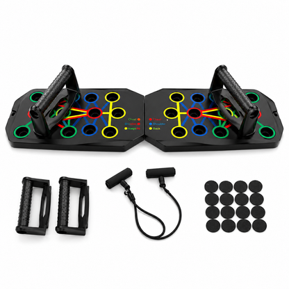Foldable Push Up Board with color-coded training positions and push up handles for home strength workouts