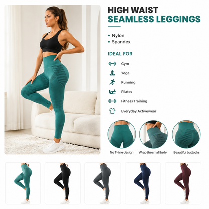 Nahtlose High-Waist Scrunch Leggings – Fitness- & Yogahose für Damen