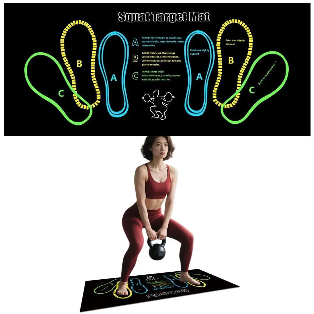 Exercise Mat Perfect for Squats, Leg and Ab Workouts, Squat Guide Mat, Squat Step Position, Squat Mat Knee Mat Lightweight and Portable for Men and Women Summervibes Summerwins