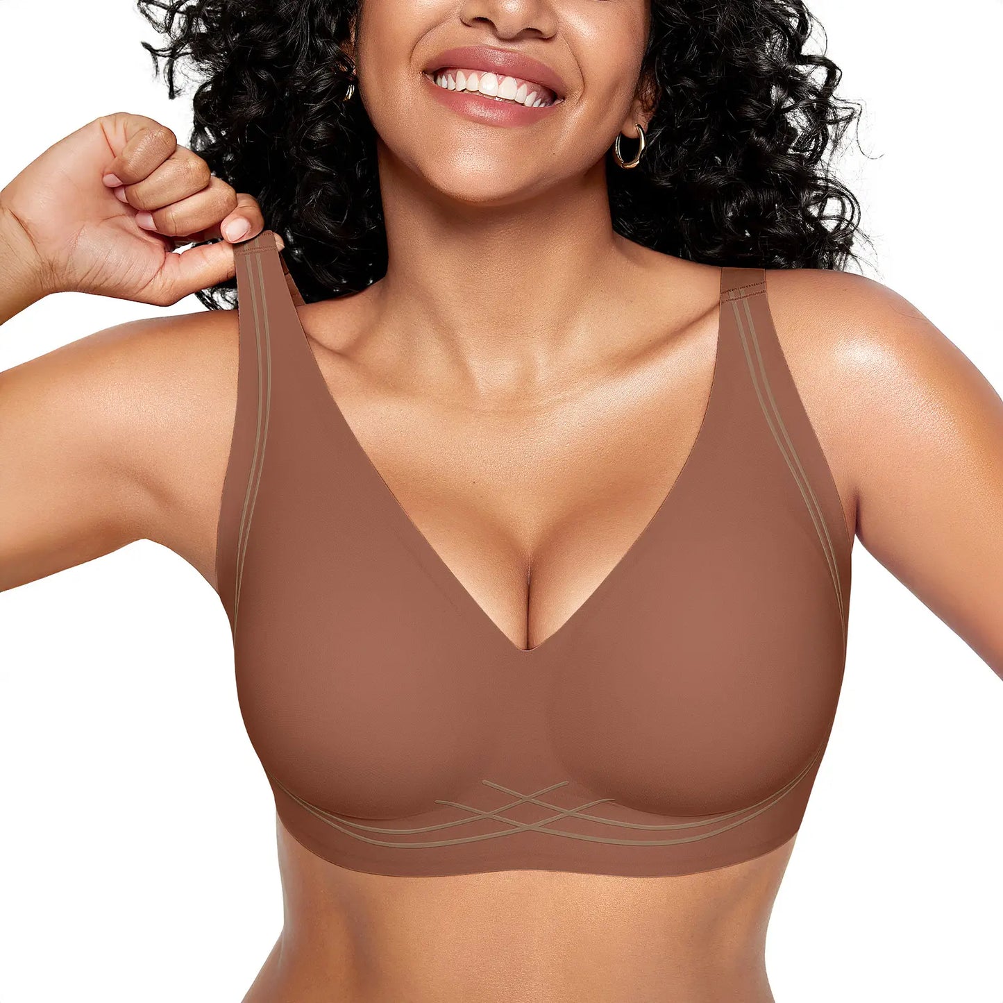 OEAK Wireless Bras for Women Deep V Seamless No Underwire Jelly Bra Full Coverage T Shirt Comfy Bralettes Everyday Bra