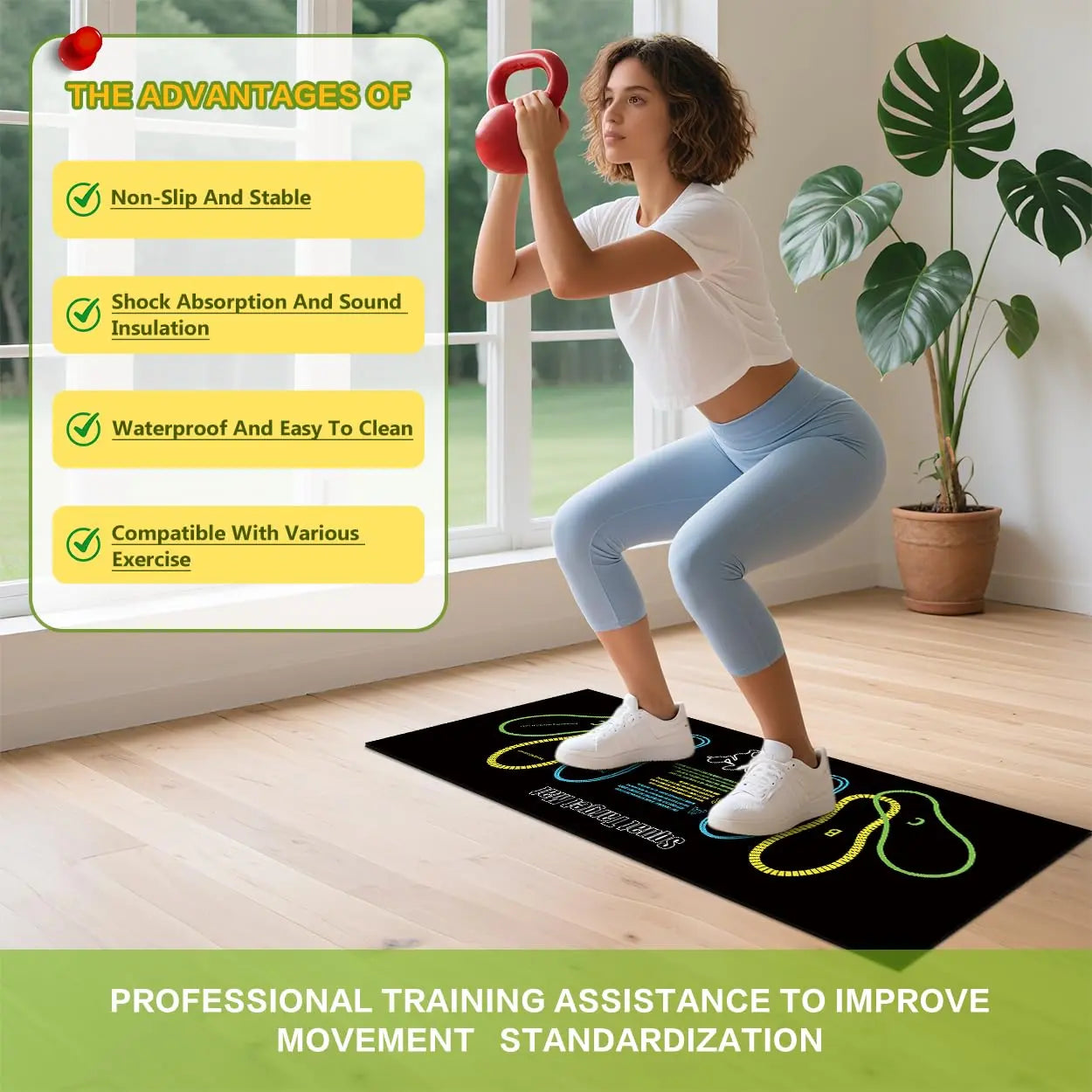 Exercise Mat Perfect for Squats, Leg and Ab Workouts, Squat Guide Mat, Squat Step Position, Squat Mat Knee Mat Lightweight and Portable for Men and Women Summervibes Summerwins