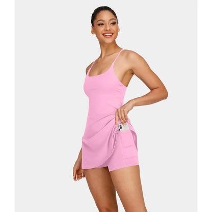 Halara Softlyzero Plush Backless Active Dress-Easy Peezy Edition