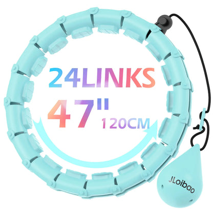 Jloibao Weighted Circle 47" with 24 Detachable Links for Adults Fitness Adjustable Hoop plus Size Smart Exercise Equipment Home Gym Kit Eco-Friendly ABS Material